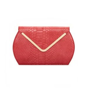 Newt vegan leather snakeskin Lulu Dharma red clutch